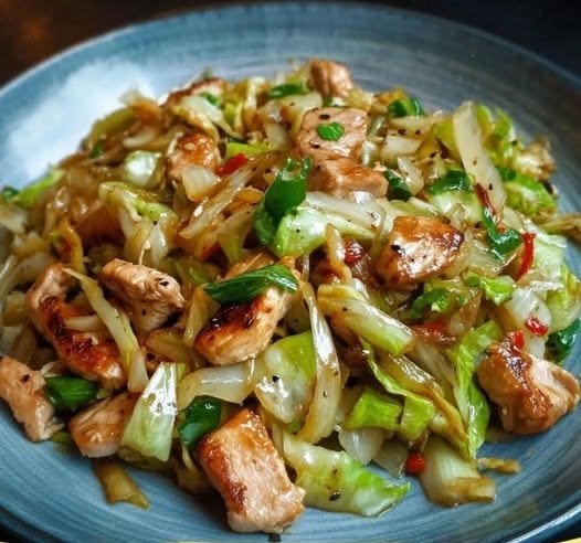 Kinesisk kyckling med kinakål wokad🥬🥓Recept