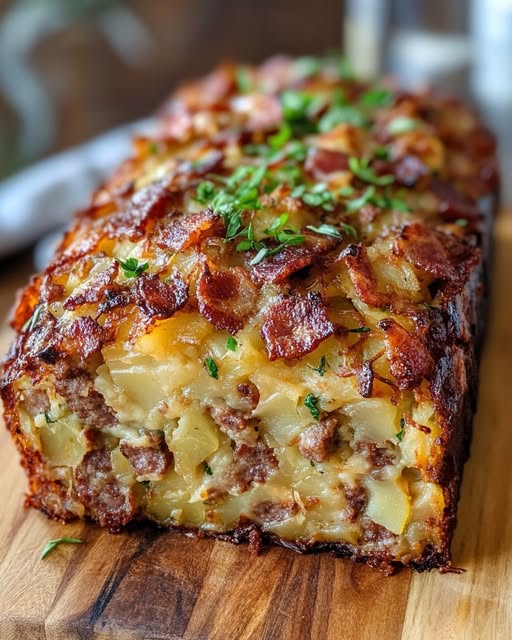 Bacon and Sausage-Stuffed Potato Loaf