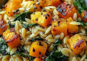 Receptet för Orzo med rostad butternut squash och spenat