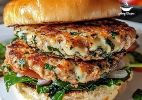Kycklingburgare med vit cheddar och spenat