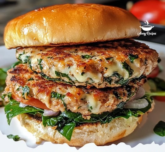 Kycklingburgare med vit cheddar och spenat