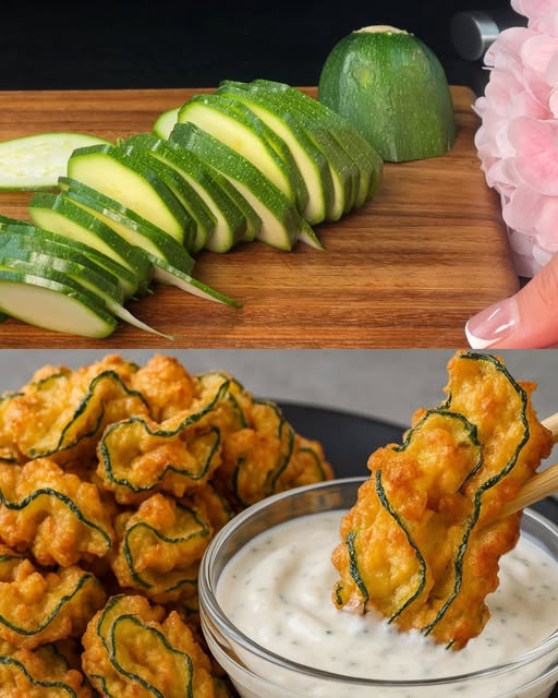 Krispig medelhavszucchini med vegansk tzatziki. Recept