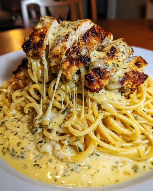 Krämig Cajun-kycklingspaghetti med vitlöks- och mozzarellasås